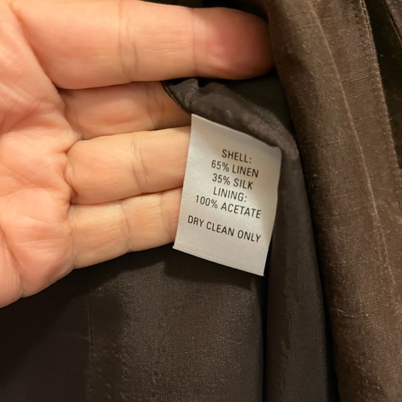Evelyn & Arthur Women’s Sz12 Brown Silk Linen Blazer, 3 Button Front,  Lined - Picture 9 of 9
